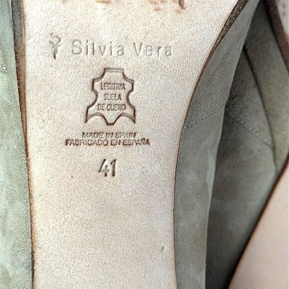 Silvia Vera Beige Suede T-Strap Heels made in Spain EUR 41 US 9,5 - Picture 9 of 13